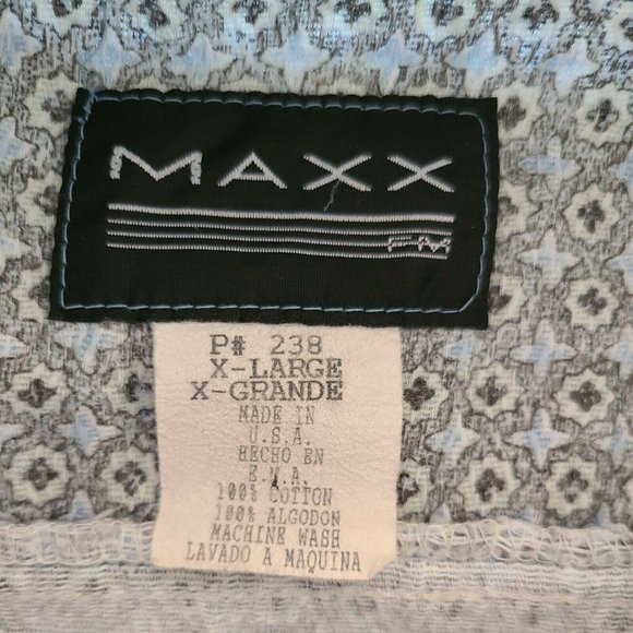 MAXX FM 90s Vintage Men's Size XL Shirt Camp Abstract Made USA Cotton Button Up - Picture 2 of 8